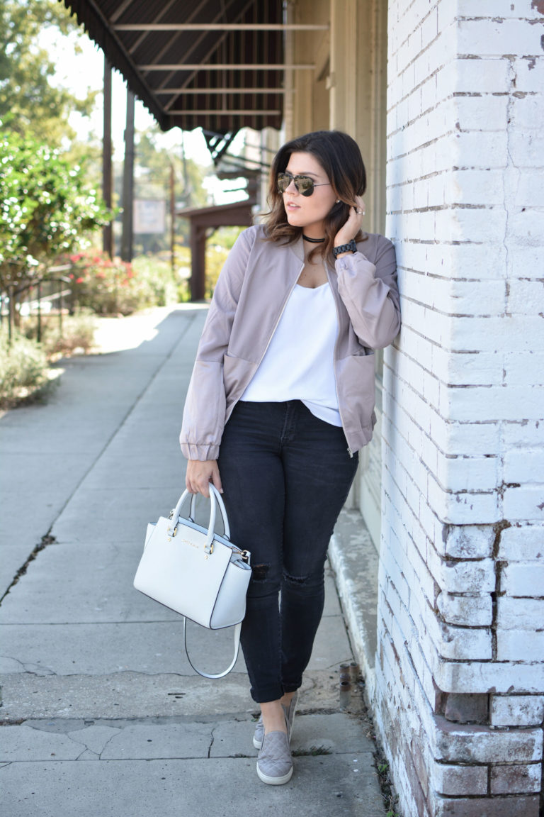 Grey Bomber Jacket Kassy On Design